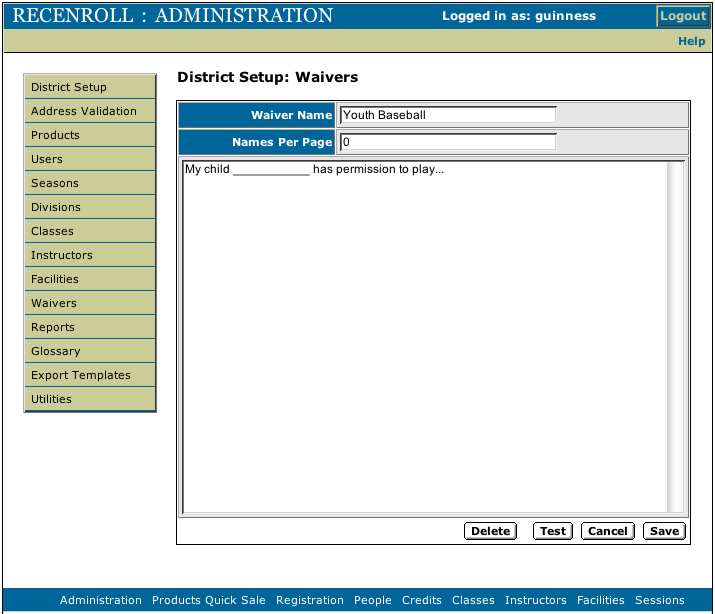 Waiver Setup 2