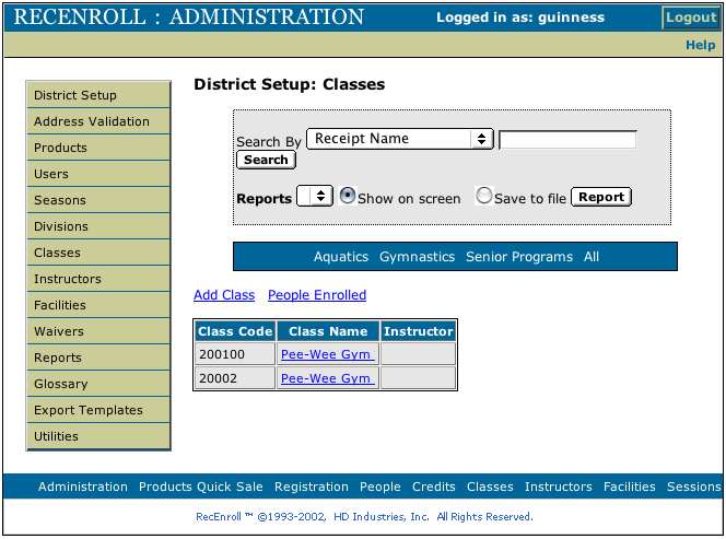 Classes Setup 1